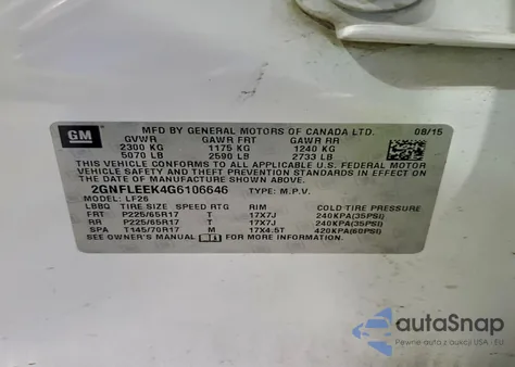 2016 Chevrolet Equinox Ls from USA, damaged, VIN 2GNFLEEK4G6106646